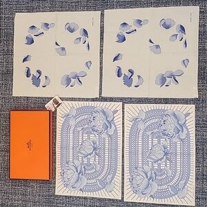 HERMÈS PLACEMATS & NAPKINS SET 1990s W/ BOX LIKE NEW/UNUSED A GREAT GIFT!